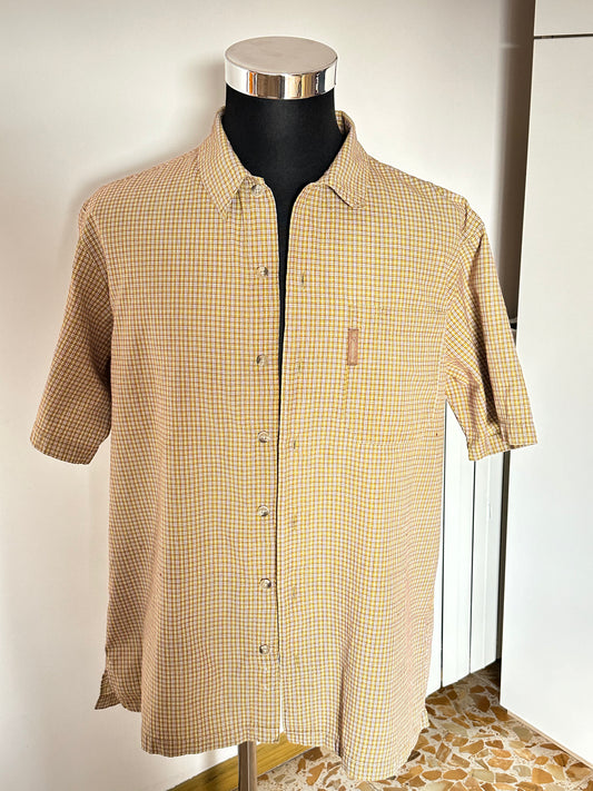 Camicia Columbia Uomo a Maniche Corte in Cotone – Quadri Giallo/Marrone – Taglia L