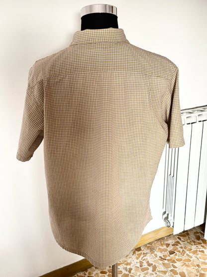 Camicia Columbia Uomo a Maniche Corte in Cotone – Quadri Giallo/Marrone – Taglia L