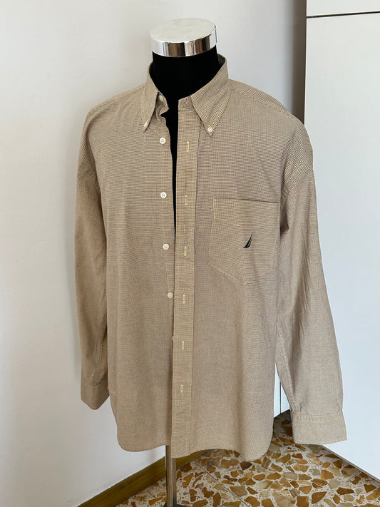 Camicia Uomo Nautica Beige a Quadretti in Cotone – Taglia L