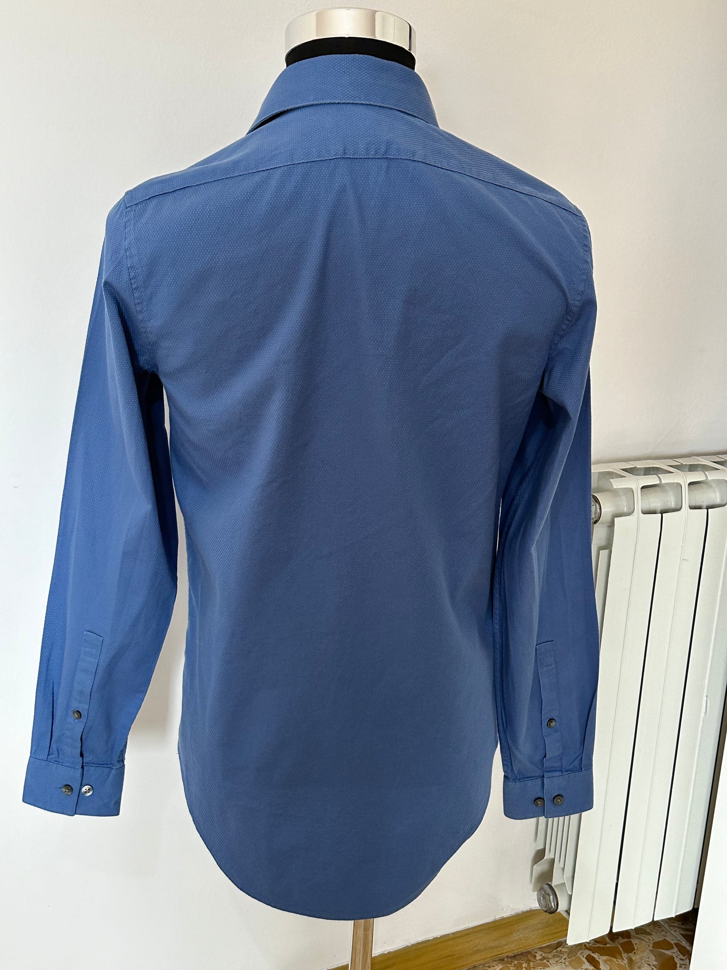 Calvin Klein Camicia Uomo Slim Fit Stretch Blu Manica Lunga