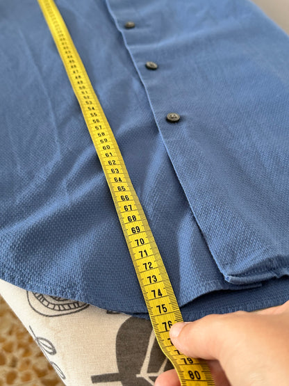 Calvin Klein Camicia Uomo Slim Fit Stretch Blu Manica Lunga