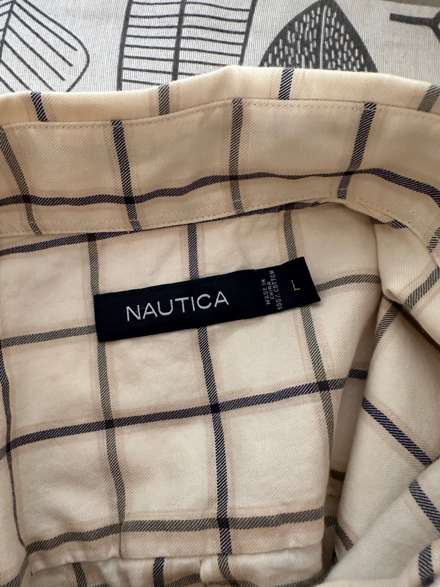 Camicia Uomo Nautica a Quadri Beige e Blu – Taglia L