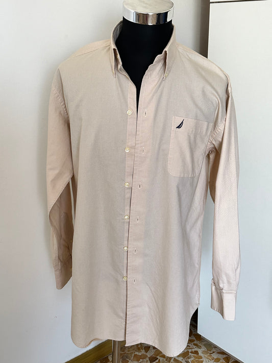Nautica Camicia Uomo Vintage Oxford Beige in Cotone 100% – Taglia XL