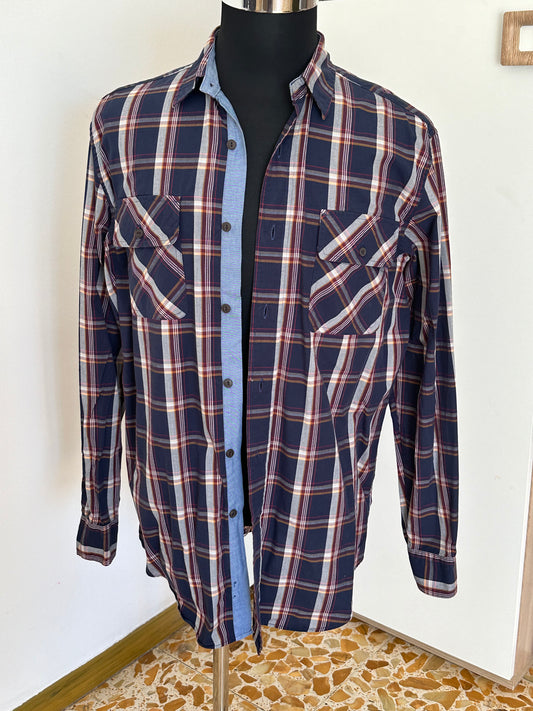 Nautica Camicia a Quadri Uomo M Cotone Maniche Lunghe Casual Vintage